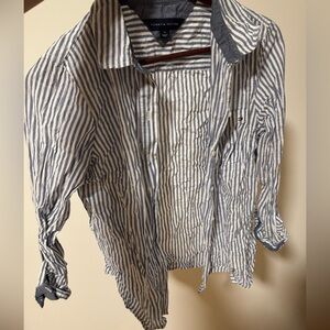 Tommy Hilfiger Blue and White Casual Button Down Shirt